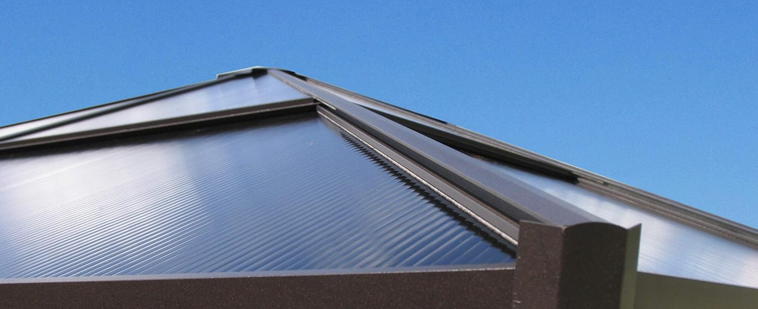 etevert - tonnelle rigide métal - 3 x 3,6 m - panneaux latéraux polycarbonate, anti-poussière