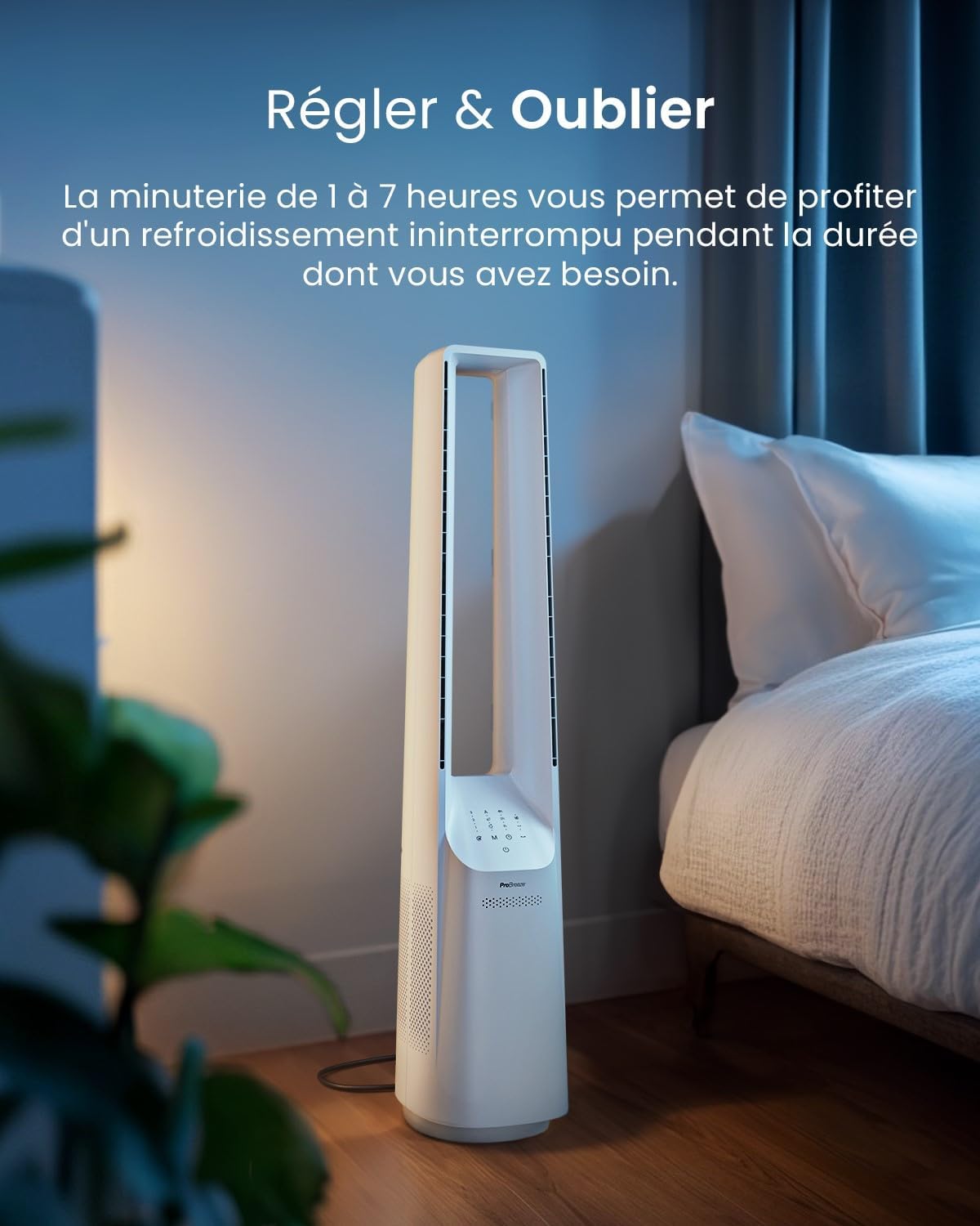 etevert - Ventilateur colonne, 101 cm - 6 vitesses, oscillation 60°, silencieux