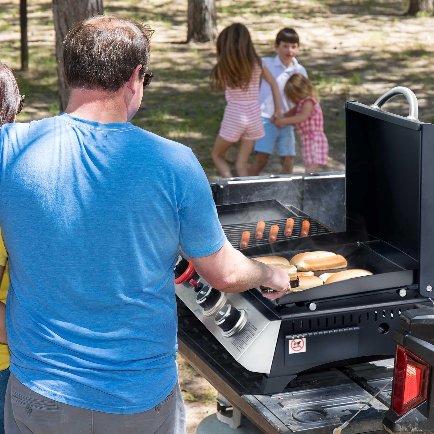 etevert - barbecue gaz 3 brûleurs - 8,5kW - plancha, grille, couvercle multifonction