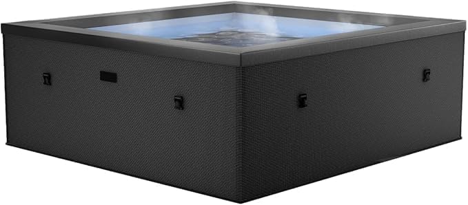 etevert - Spa - Celestia - Semi-Rigide Carré 6 Places – Construction Portable en Mousse, Chauffage intégré et Couverture économe en énergie – Volume 1100l - Ø180xH70cm - Charcoal Black