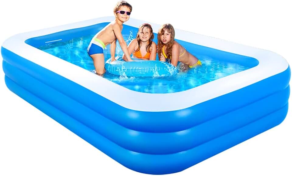 etevert - Piscine gonflable 3 anneaux - 205x125x45 cm - usage intérieur/extérieur
