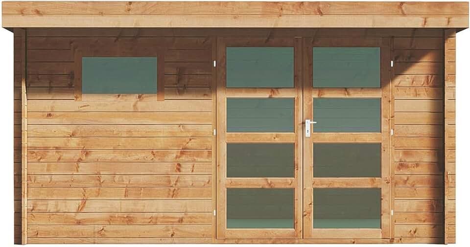etevert - abri de jardin bois toit plat 13m² 28mm épais CORALIO