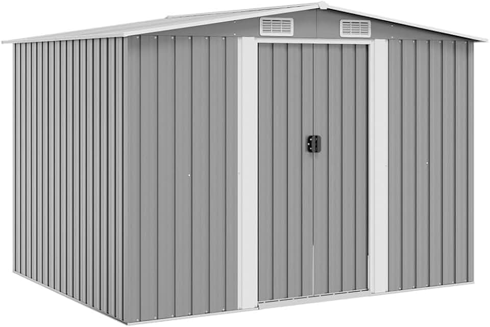 etevert - abri de stockage métal gris - 257x205x178 cm - rangement jardin
