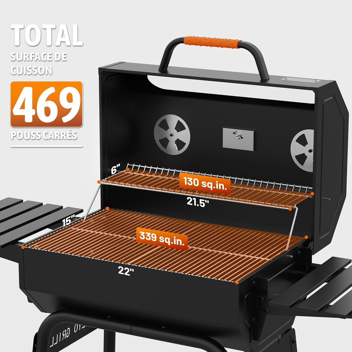 etevert 23 pouces barbecue pentagonal, chromé, 469 Sq In-23 Pouces