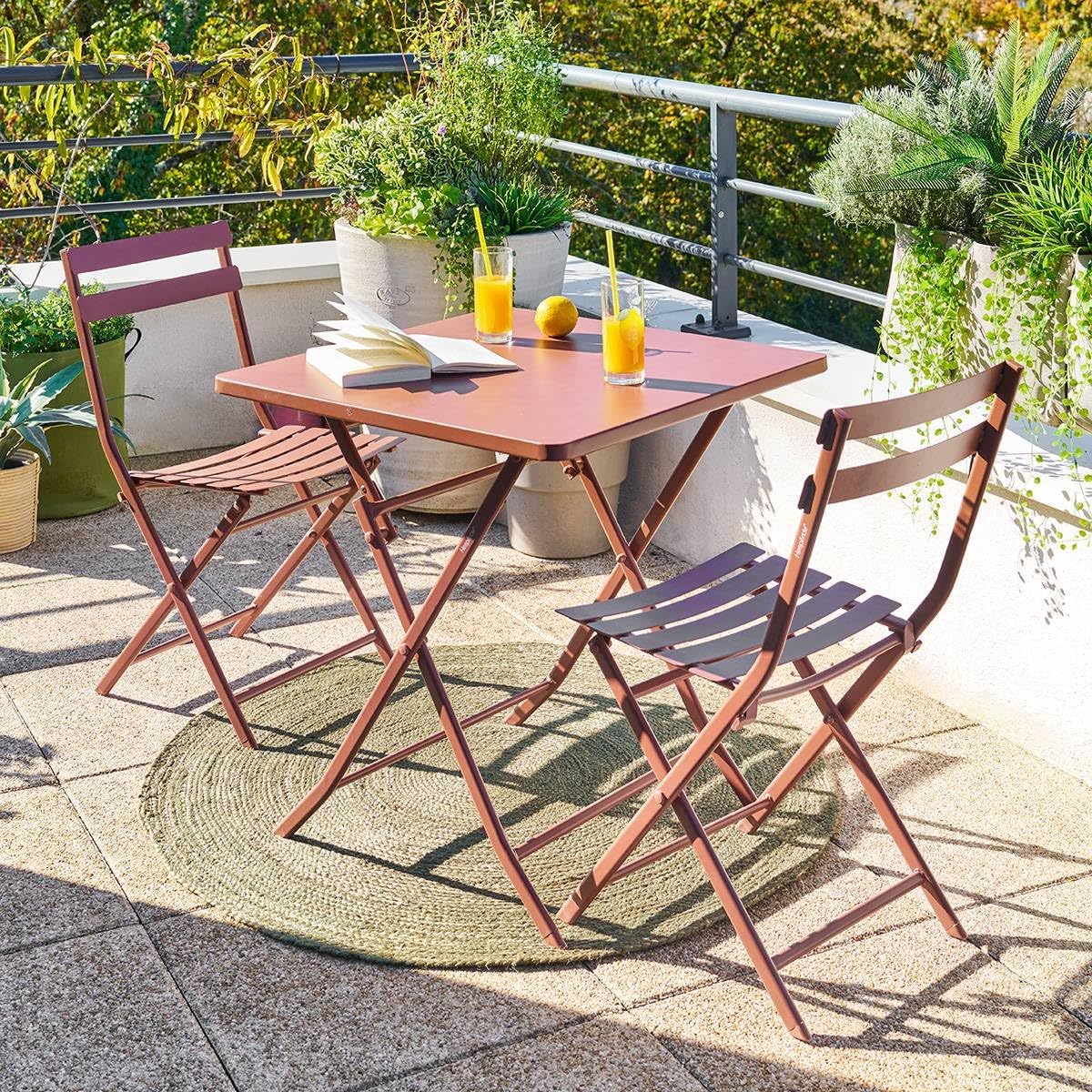 etevert - Greensboro - 2 places 70x70cm - table pliante acier acajou