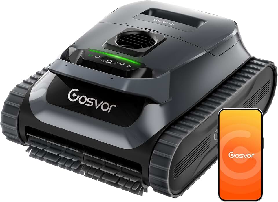 etevert (2026 Nouveau) LiteVac G1 Robot Piscine Fond et Parois, 6,9 kg Ultra Léger, Jusqu’à 200 Min d’Autonomie, Double Filtration, Navigation Intelligente & App, pour Piscines Jusqu’à 200 m²