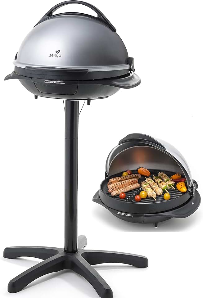 etevert - Barbecue électrique 2 en 1 - Plaque fonte, couvercle - 2200W - SYCK-G043