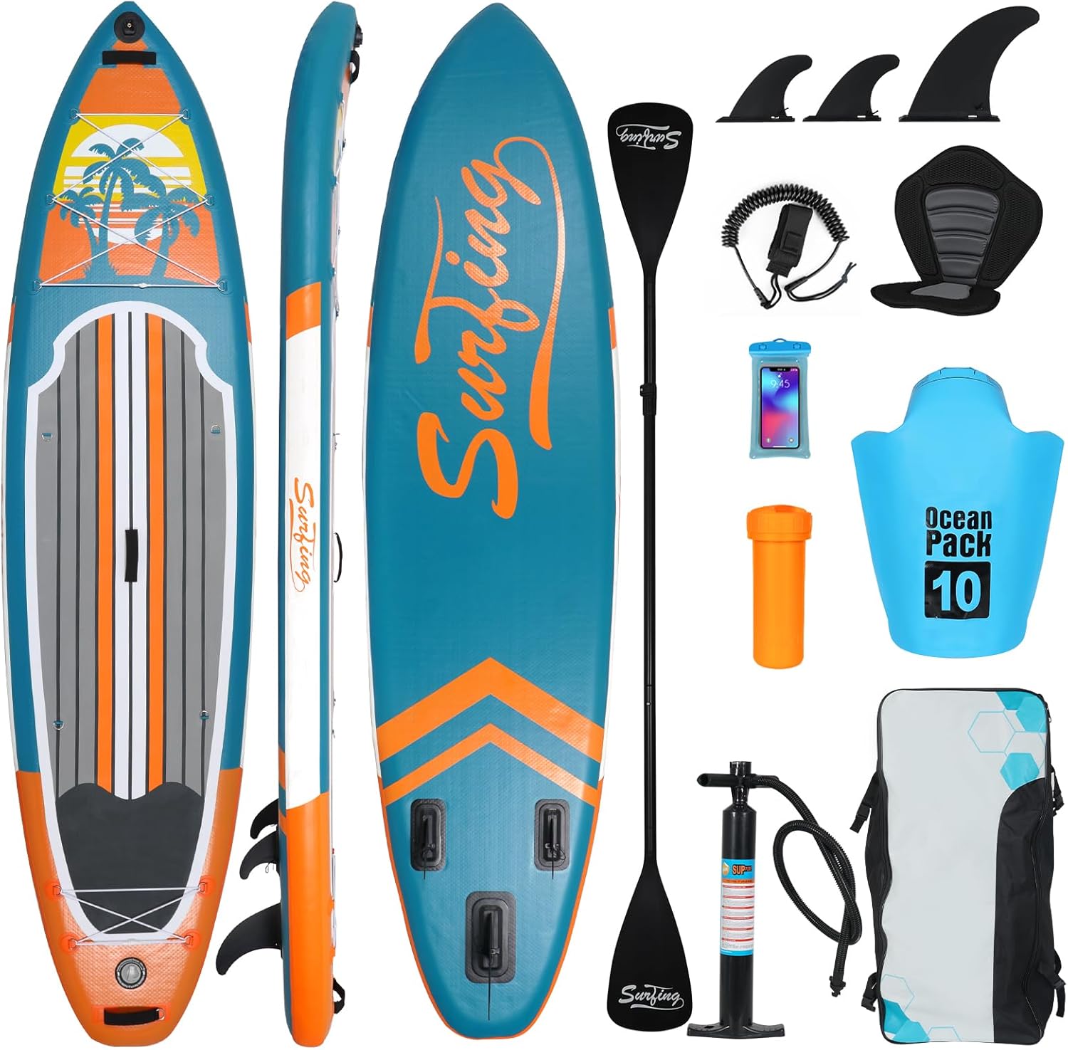 etevert - Paddle gonflable adulte - 320/335cm - 2 personnes, siège kayak, pagaie alu, caméra, pompe, 150kg