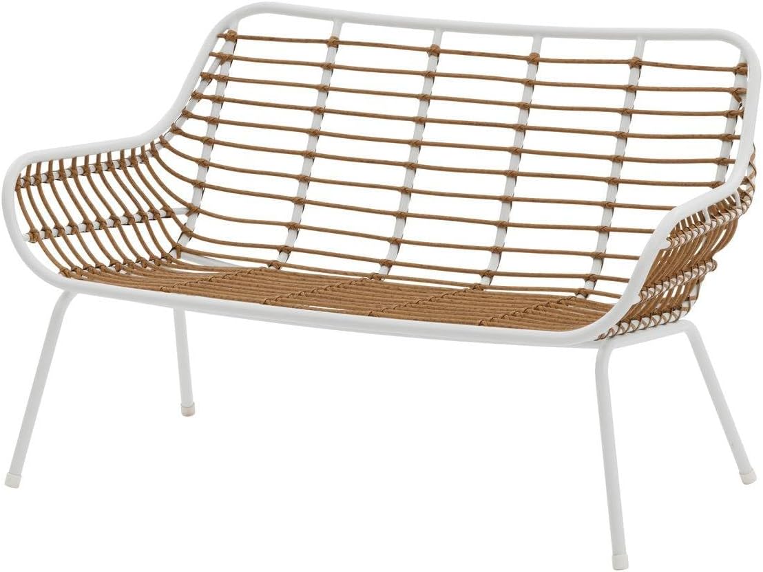etevert - Paopao Salon de Jardin - 4 places - acier epoxy, pieds ajustables - Blanc et Beige