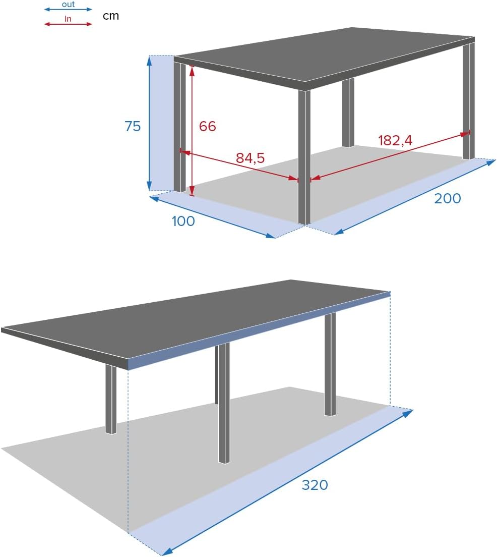 etevert - Piazza extensible - 12 places - aluminium/verre renforcé - gris graphite