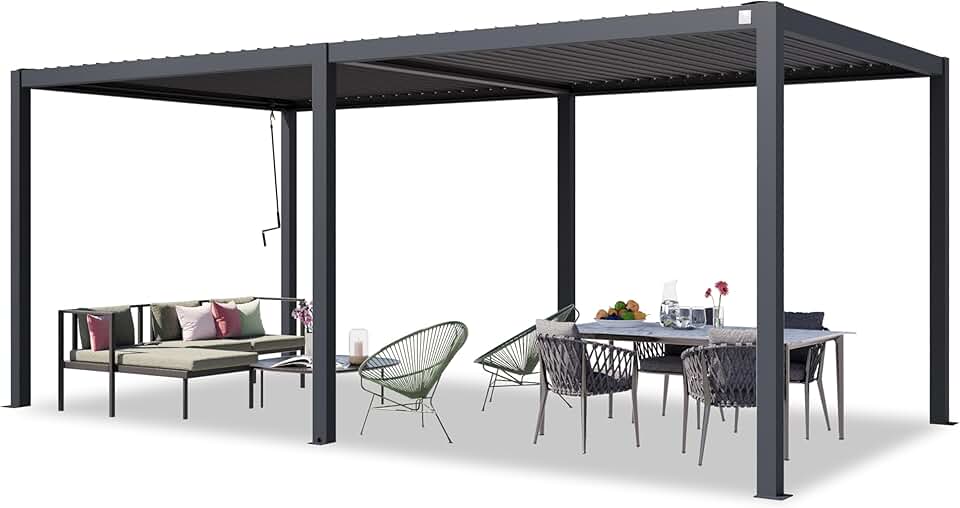 etevert - Pergola série acier/aluminium - 3x6 m - lames orientables