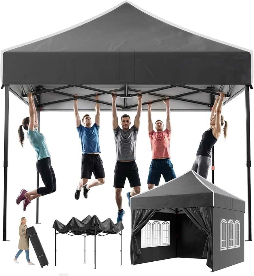 etevert - tonnelle pliante - 3x3m - imperméable, UV50+, hauteur réglable, panneaux latéraux
