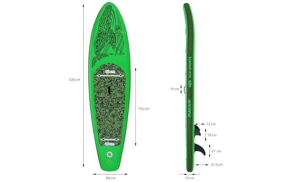 etevert planche de stand up vert paddling makani 320x80x15 cm SUP gonflable paddle board de surf