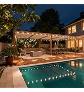 etevert Pergola Bioclimatique en Effet Bois Aluminium 3.5 x 8.5 m, Pergola avec LED, Tonnelle...
