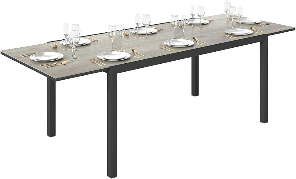 etevert - Table Extensible rectangulaire - 160/240 cm - aluminium, acier, 6-8 personnes