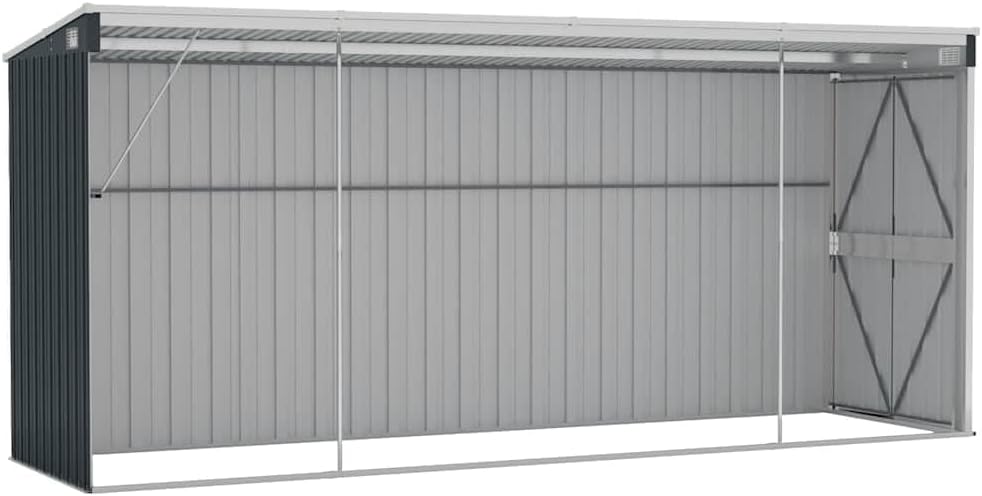 etevert Abri de Jardin Mural Anthracite 118x382x178 cm Acier,Structures extérieures, Cabanes & abris de Jardin,316231