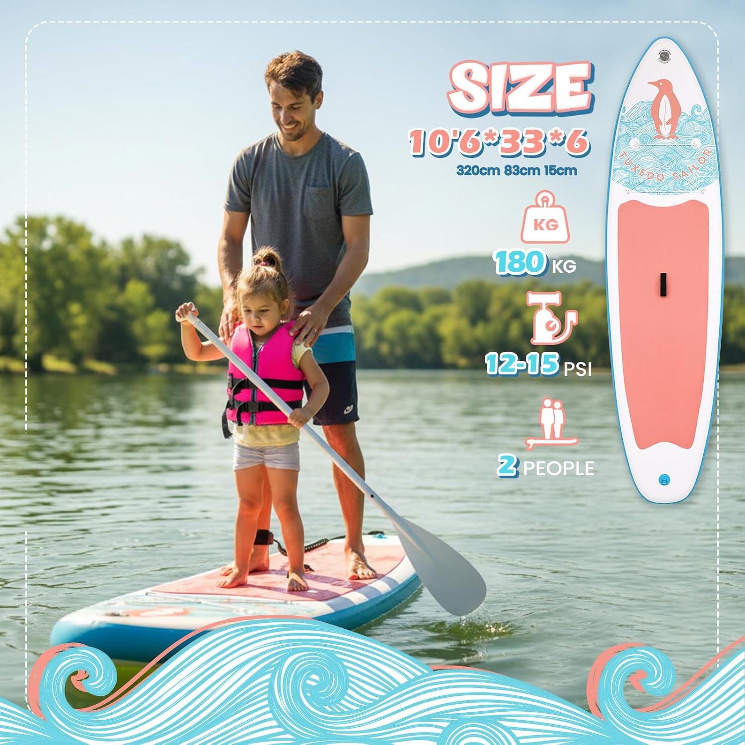 etevert - SUP gonflable adulte 320cm - stable, kit complet