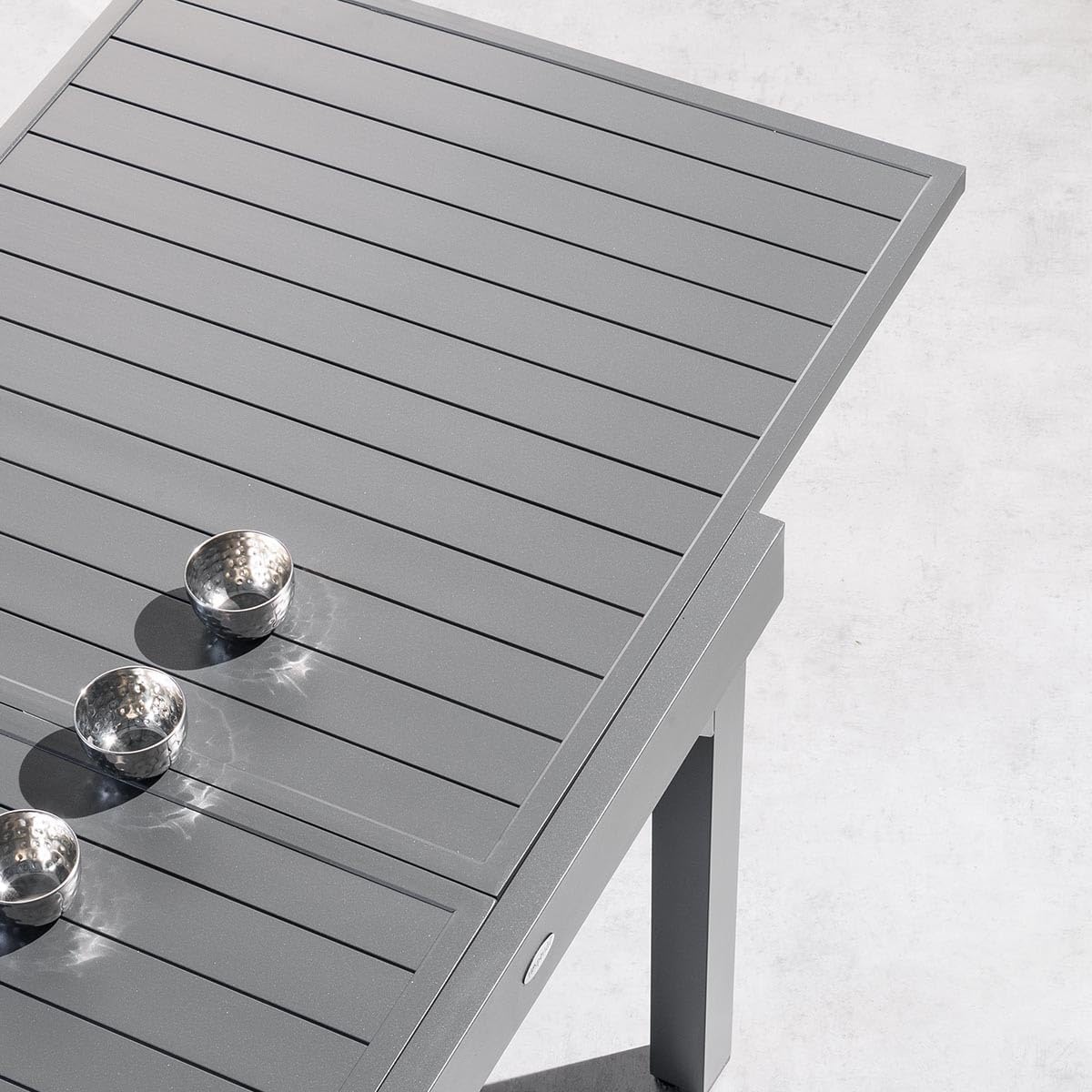 etevert - Piazza extensible - 180/240x90 cm - alu gris, 8 places