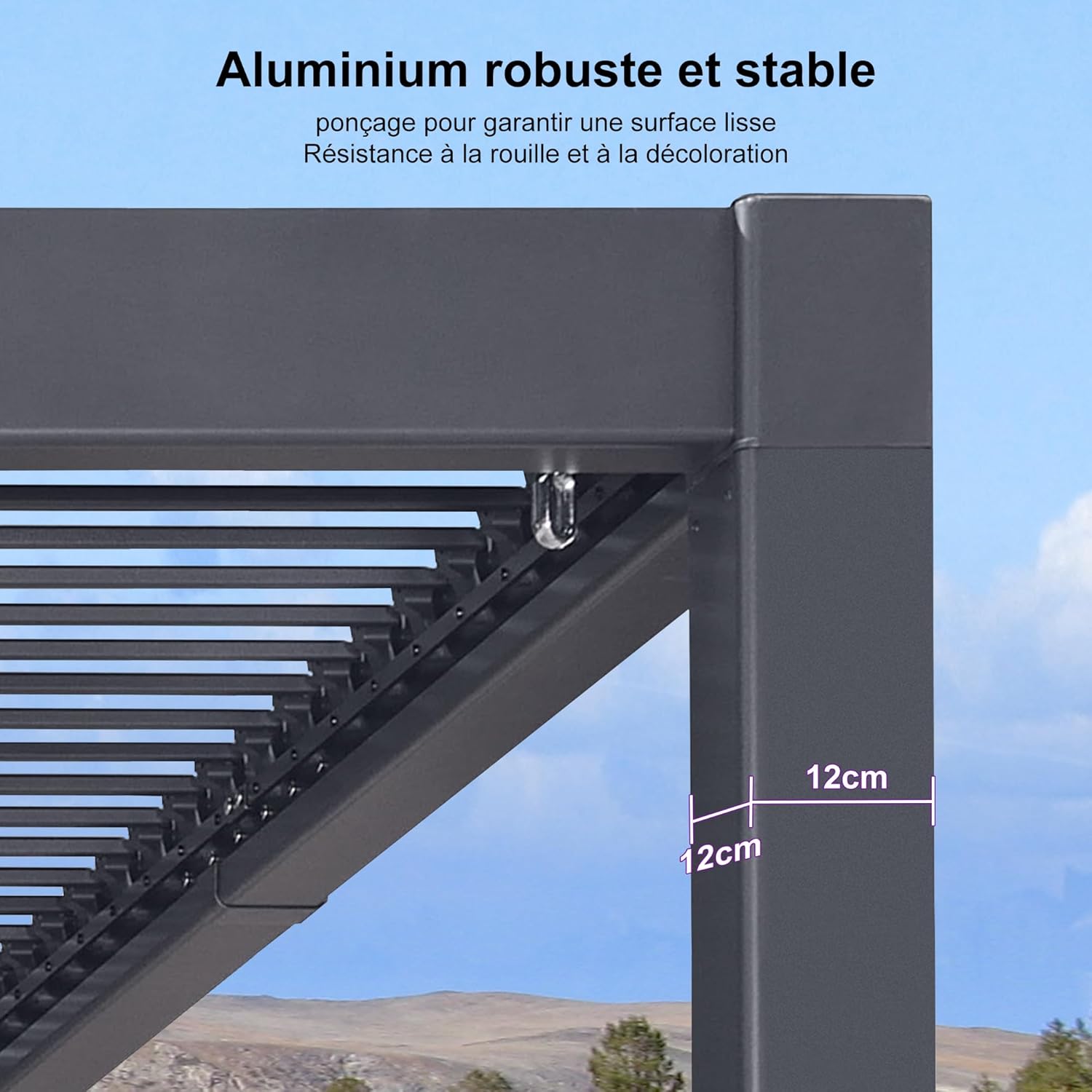 etevert - pergola bioclimatique - 3,5x6,35m - aluminium, lames orientables, résistante intempéries