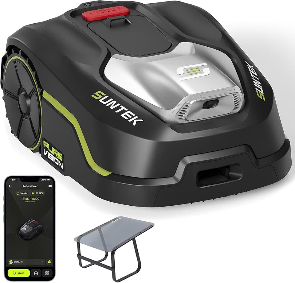etevert - Robot Tondeuse IA Vision, 250m², IPX5, Pente 35%, Garage