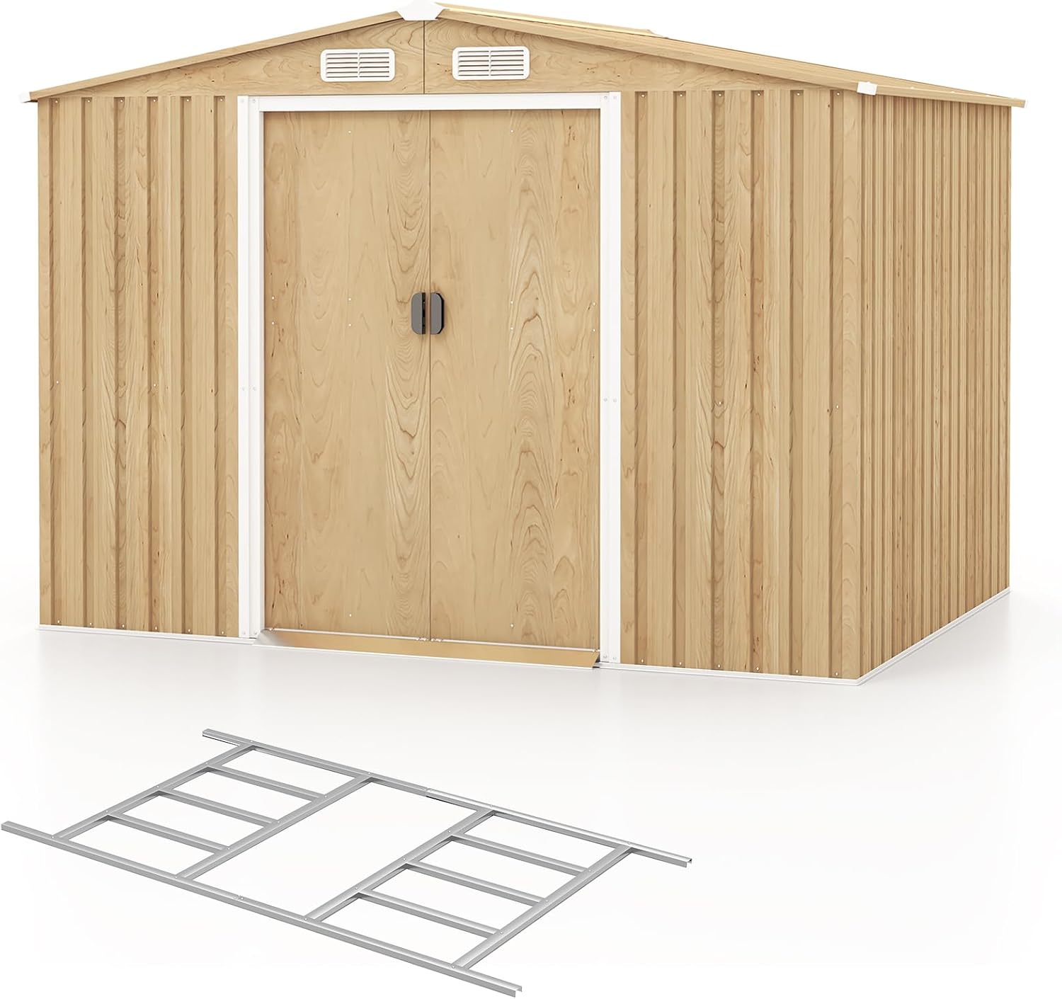 etevert - Abri de jardin acier 259x196x184cm porte coulissante 5m²