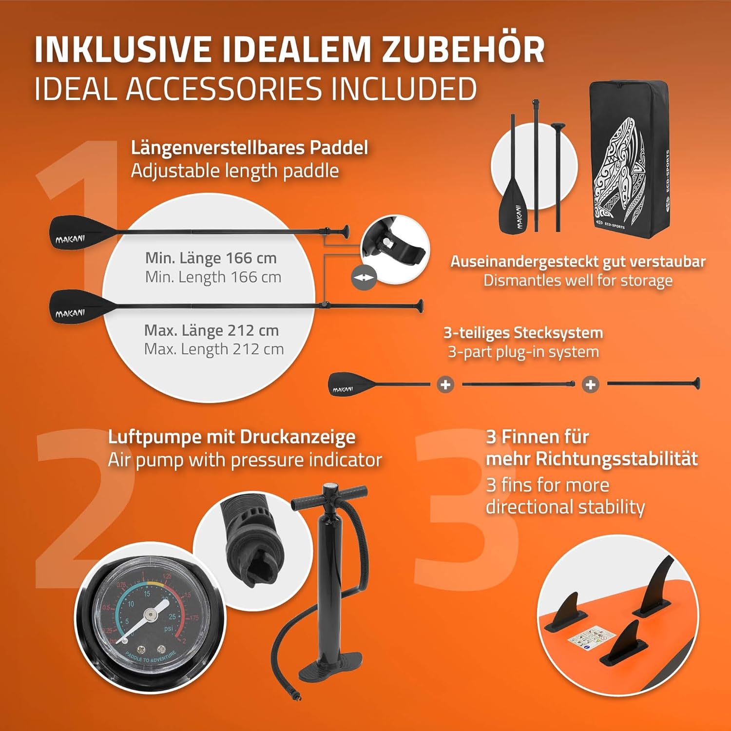 etevert - Stand Up Paddle Série - 305/308/320/380 cm - PVC, 120/150 kg, ép. 10/15 cm