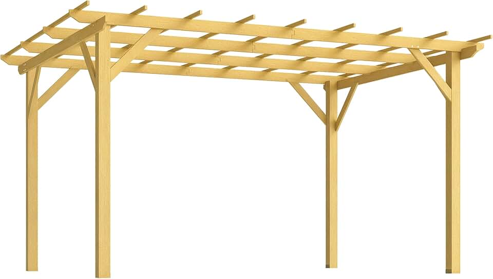 etevert - pergola jardin bois naturel - 3x4m - idéale vignes et fleurs