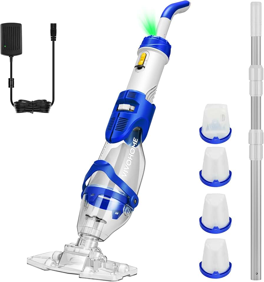 etevert - Aspirateur piscine sans fil - 250 cm - 4300 LPH, 2,6L, 75 min, 4 sacs filtres