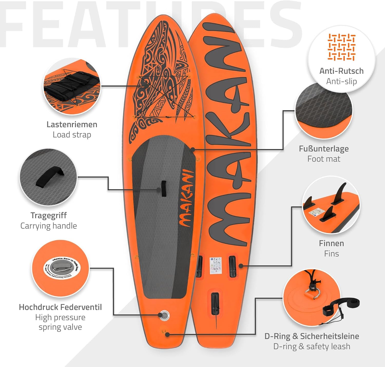etevert - Stand Up Paddle Série - 305/308/320/380 cm - PVC, 120/150 kg, ép. 10/15 cm