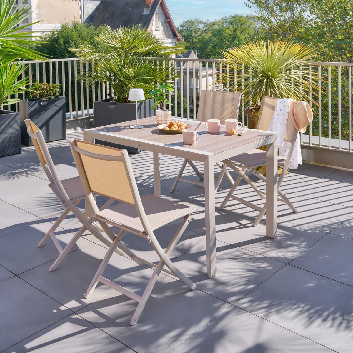 etevert - Evasion 4 places - aluminium effet bois lin et argile