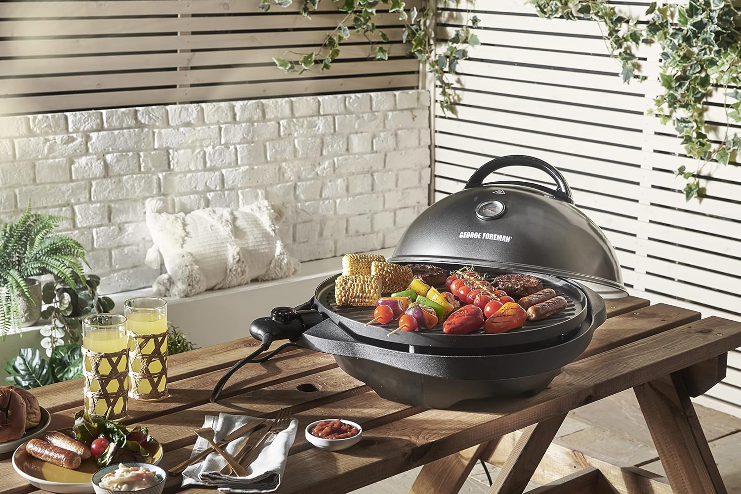 etevert - Barbecue 2 en 1 - 44,5cm - Électrique, grill avec bac à graisse, 2400W, 22460-56