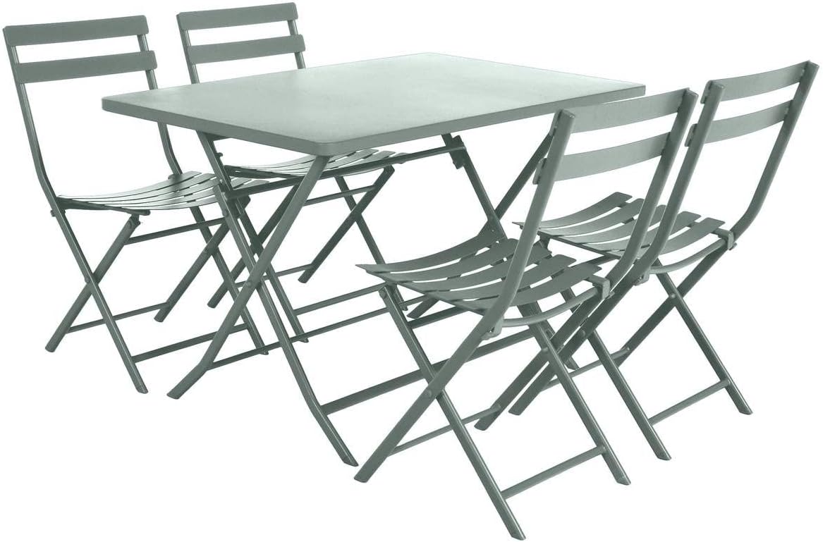 etevert - Greensboro - table pliante 4 places acier vert olive
