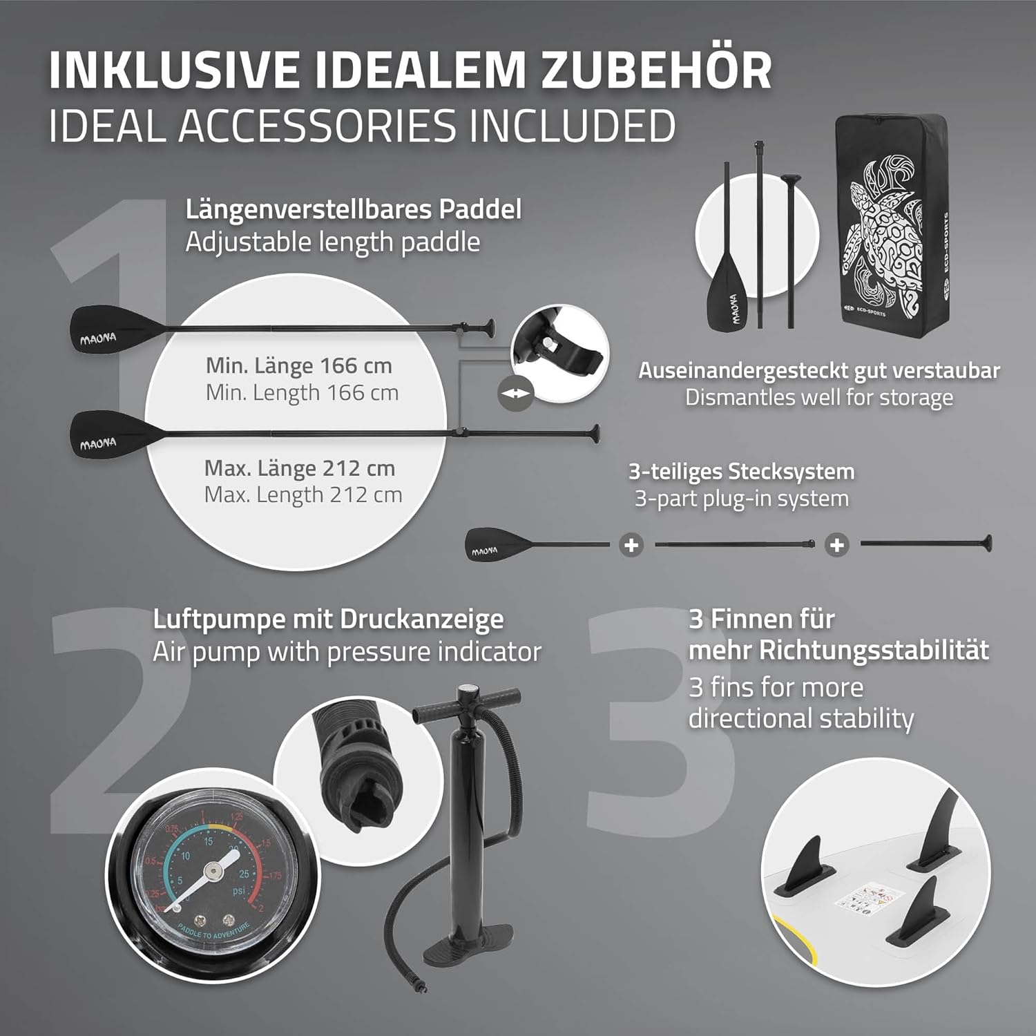 etevert - SUP gonflable série Stand Up - 305/308/320/380 cm - PVC, 120/150 kg, 10/15 cm d'épaisseur