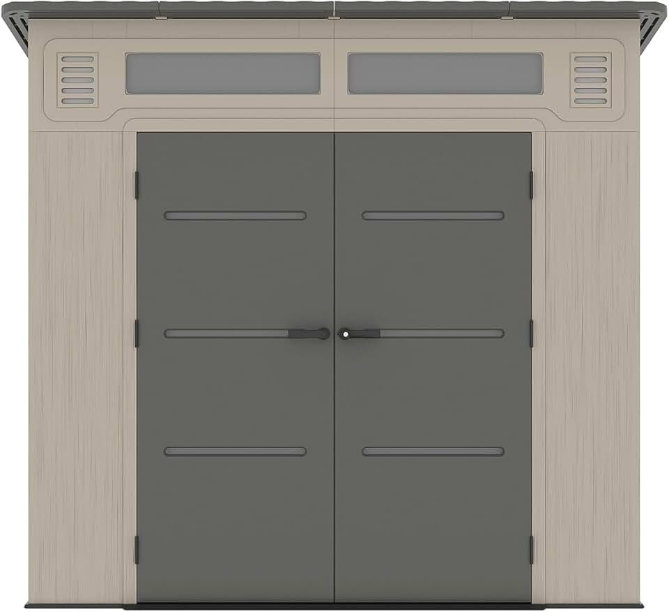 etevert - Abri de jardin résine 6,5m², plancher, beige/gris, ép. 22mm, ANTEVA
