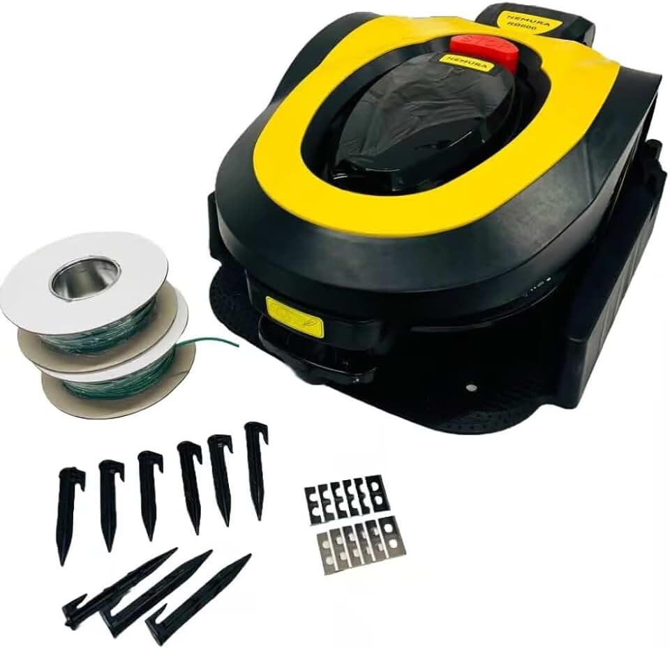 etevert - Robot Tondeuse 18cm - 600m2, lames acier, câble et station