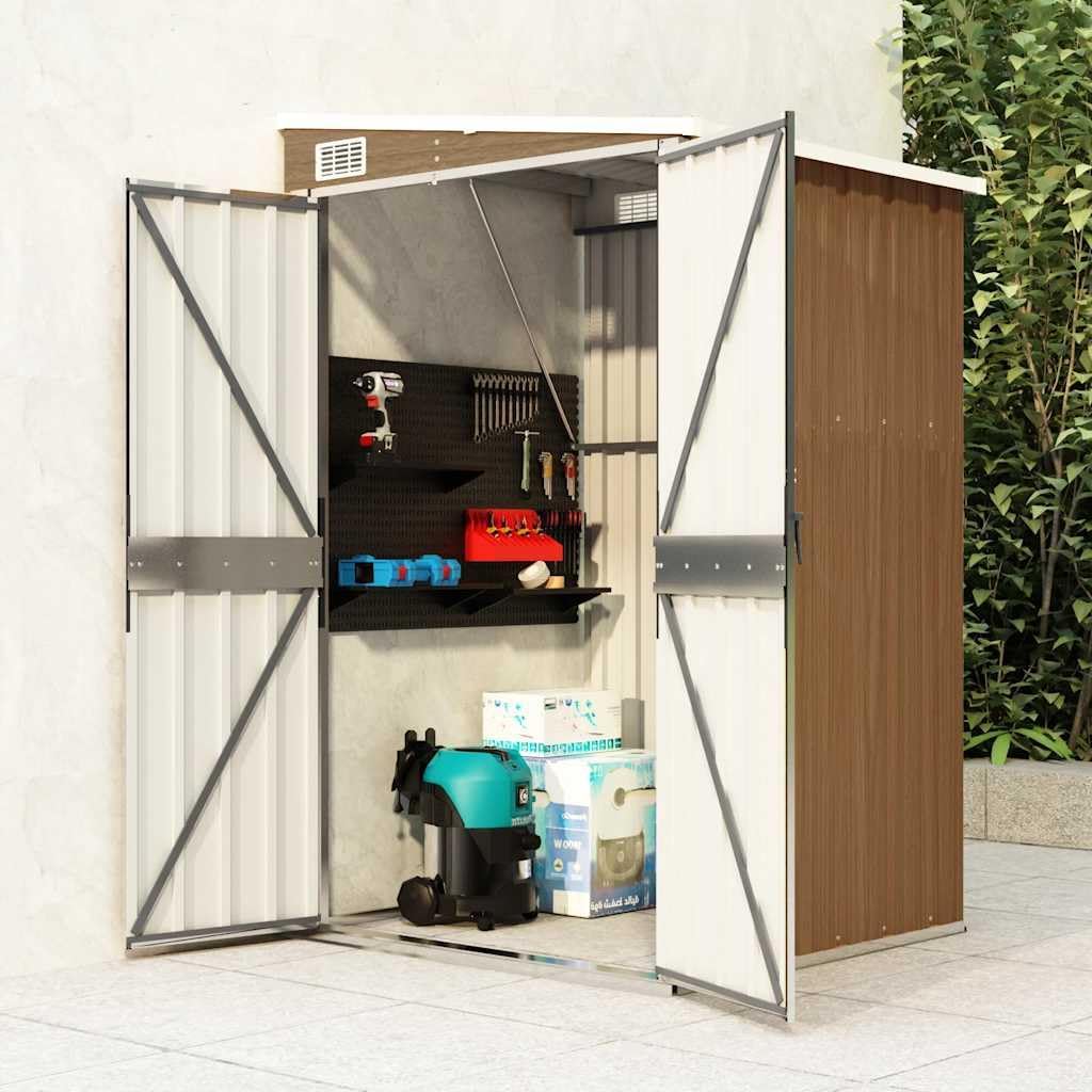 etevert Remise de Jardin Murale Marron 118x100x178 cm Acier galvanisé,Maison & Jardin, Pelouses & Jardins, Vie en extérieur, Structures extérieures, Cabanes & abris de Jardin, Brun (Poids 22.7KG)