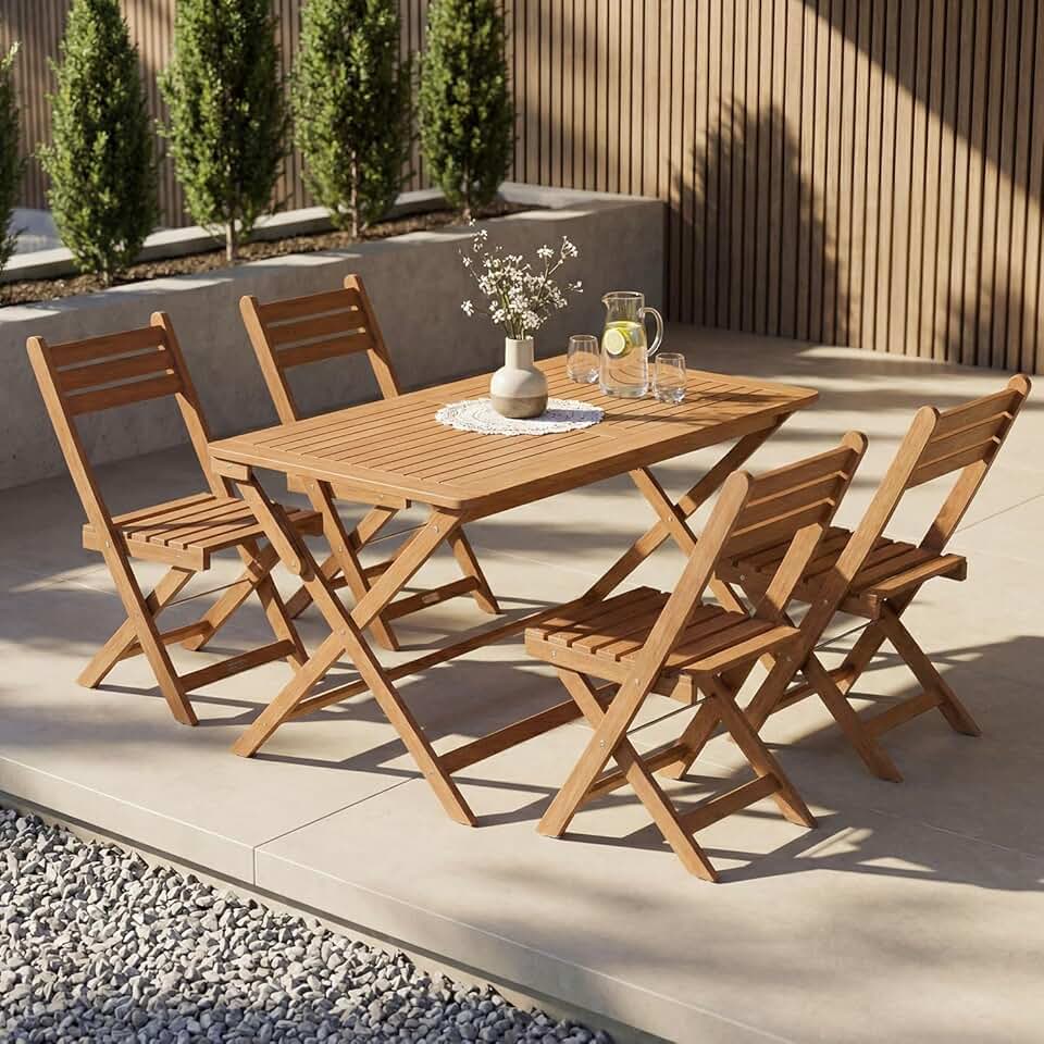 etevert - Rimini - set 4 chaises et table acacia, stable, durable