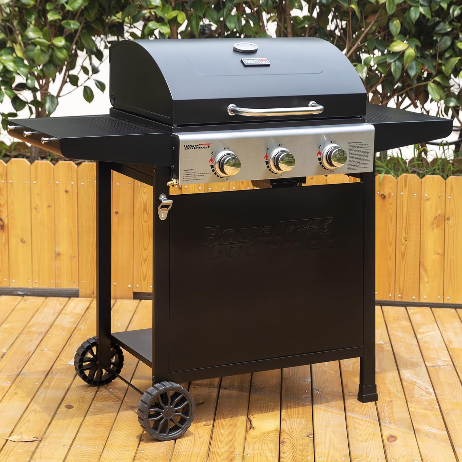 etevert – BBQ Gaz 3 brûleurs – 9kW – chariot, capot, grilles, jardin