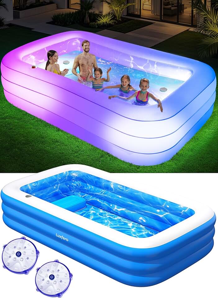 etevert – Piscine Gonflable avec siège, 280x160x50 cm, lumières, 1400L