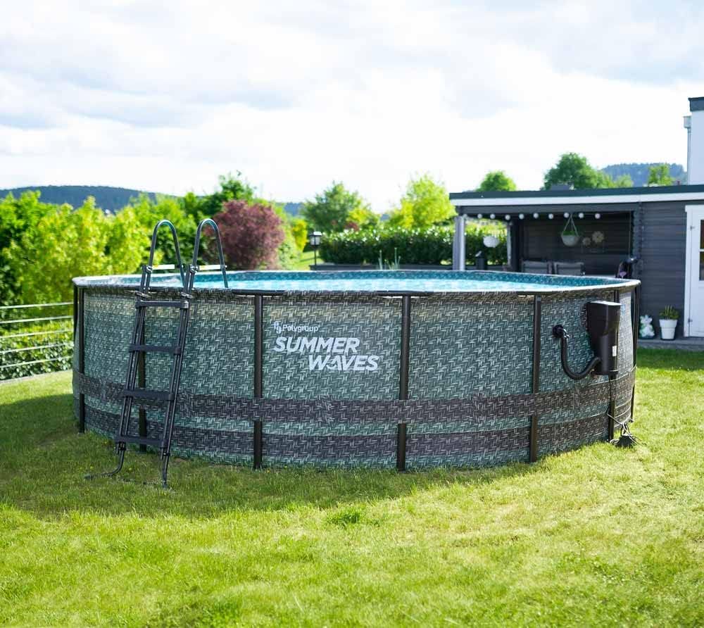 etevert - Elite Frame rotin gris - Ø488x122 cm - Piscine hors-sol