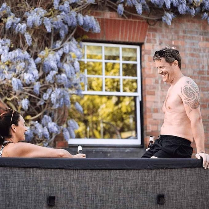 etevert - Spa - Celestia - Semi-Rigide Carré 6 Places – Construction Portable en Mousse, Chauffage intégré et Couverture économe en énergie – Volume 1100l - Ø180xH70cm - Charcoal Black