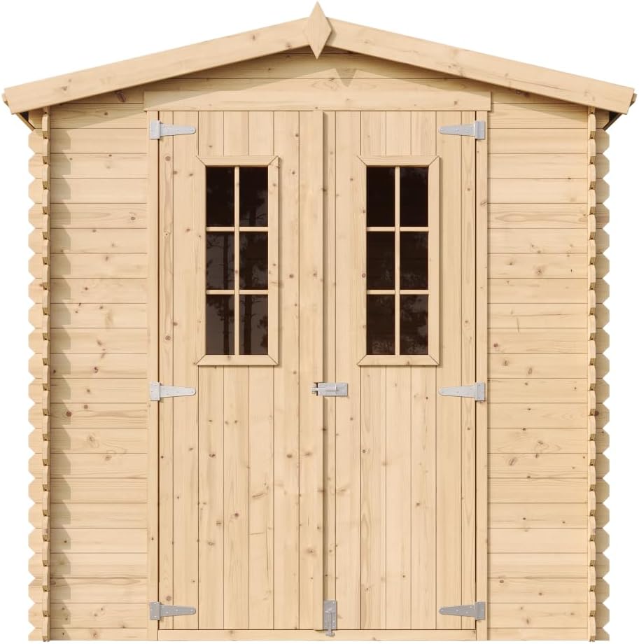 Abri de Jardin en Bois - Stockage extérieur I216xL206xH218 cm/ 3.53 m2 Petit abri à Outils, Local à vélos - Toit imperméable, fenêtres etevert M343C