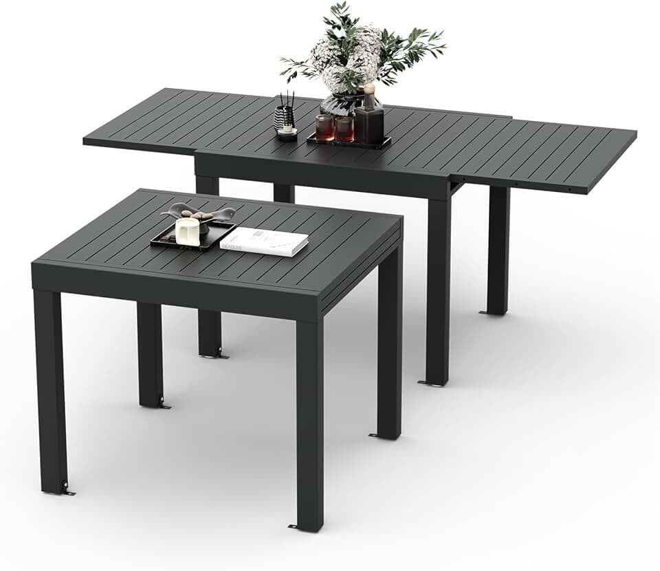 etevert - Table extensible aluminium - 80/160x80x75 cm - Résistante, gris