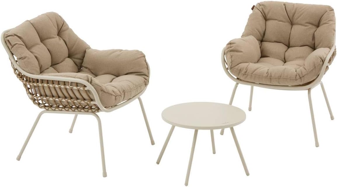etevert - Paopao Duo - Compact, résine tressée, coussins - Argile, acier anti-corrosion