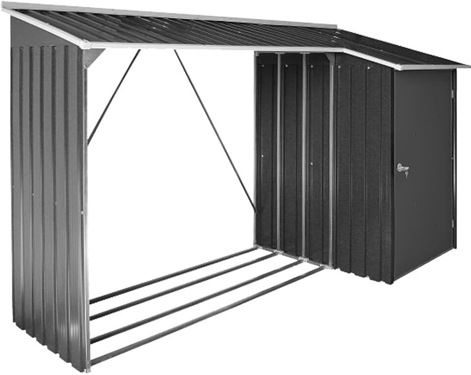etevert - WoodStore Combo - 8x3 ft - abri bûches métal, porte cadenassable, sol surélevé