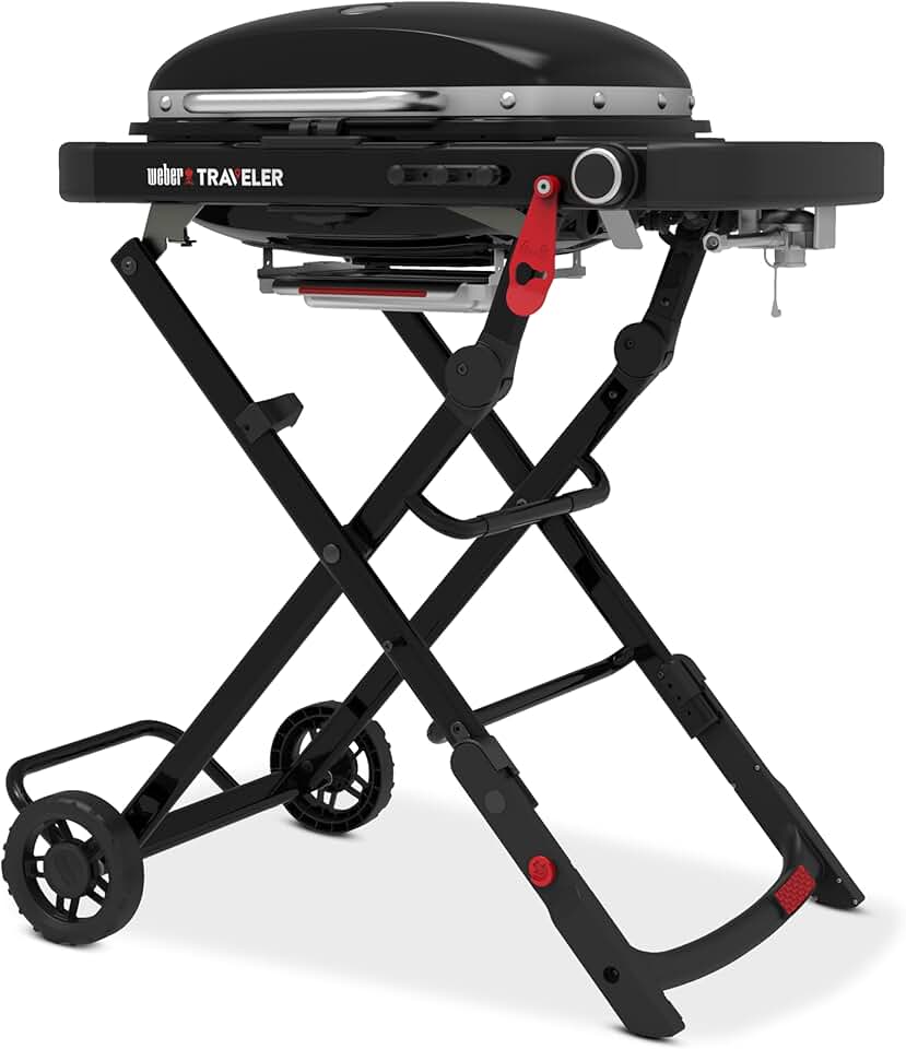 etevert - Traveler Compact - 52x36 cm - barbecue gaz pliable portable, 1 brûleur, thermomètre intégré