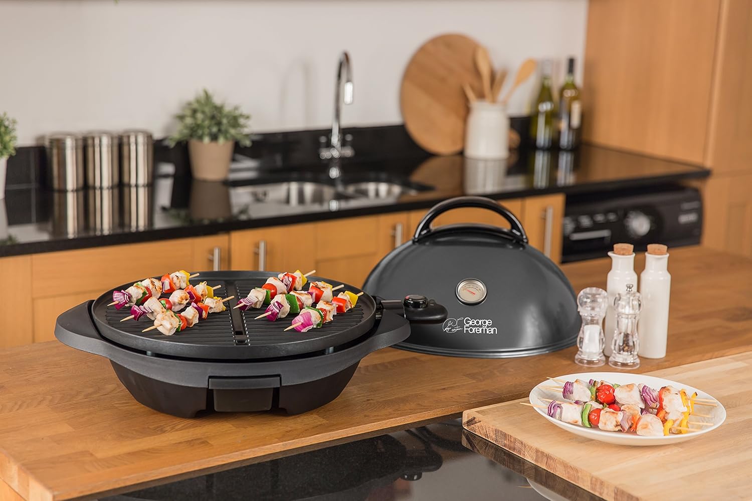 etevert - Barbecue 2 en 1 - 44,5cm - Électrique, grill avec bac à graisse, 2400W, 22460-56