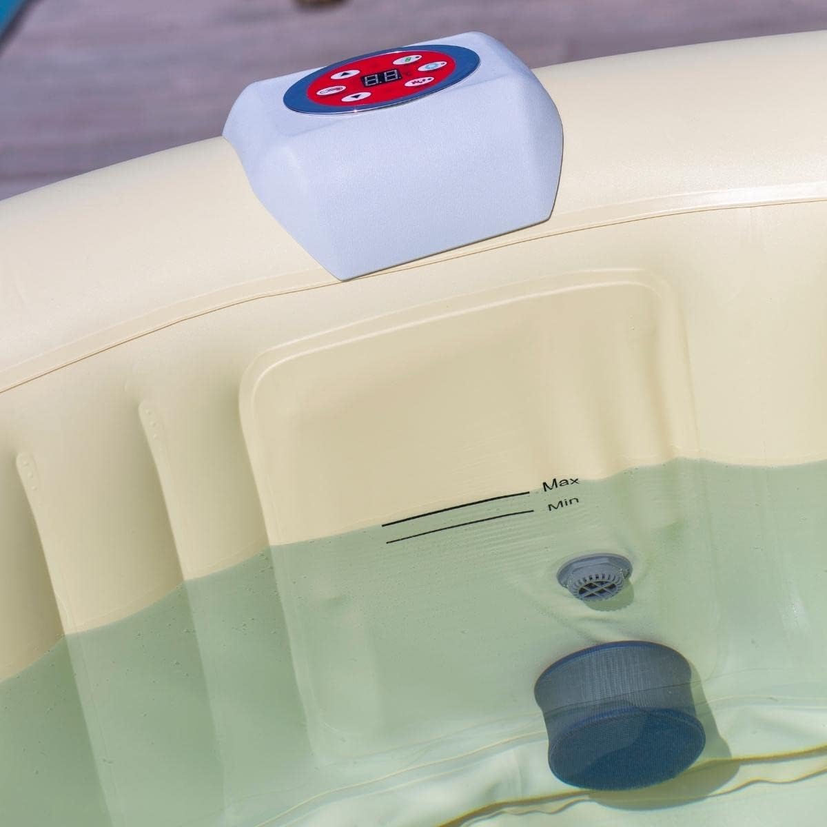 etevert Spa hydromassage Gonflable Chauffant 4-6 Personnes 185 x 65 cm Pompe Super silencieuse intégrée, Marron