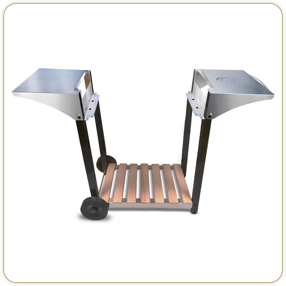etevert - Chariot plancha Aquitaine Pro - inox/bois, roulettes, dessertes latérales - 8477