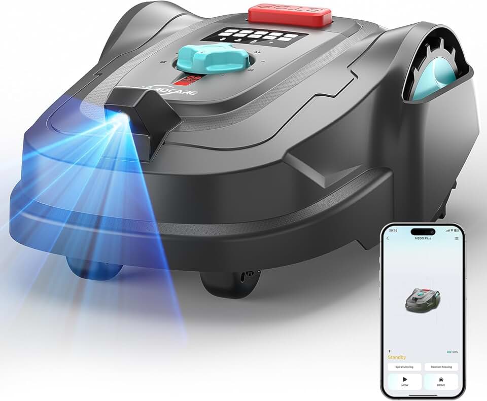 etevert - M800Plus - 800 m² - Robot tondeuse GPS IA, coupe U, détection obstacles